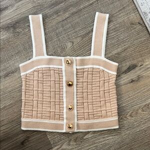 Elegant Beige Knit Women's Top